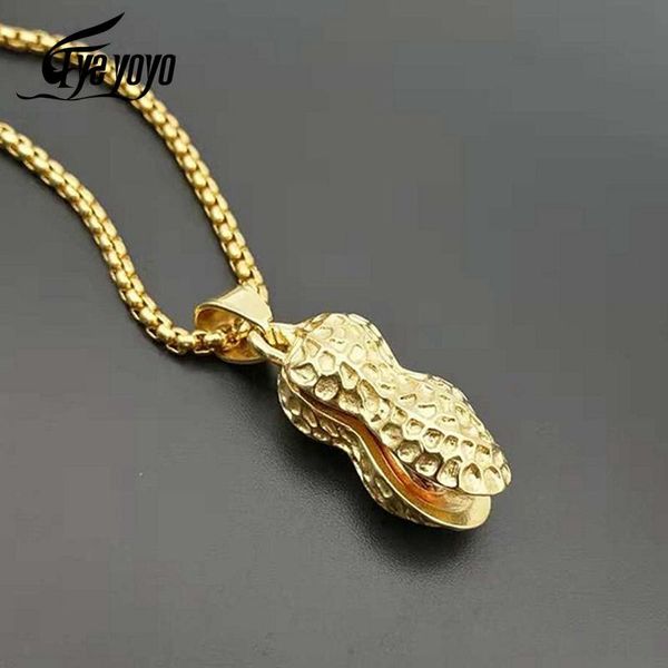 

chokers hip hop pendant peanut necklace for men jewelry statement box chain gold jewellery accessories link creativity, Golden;silver