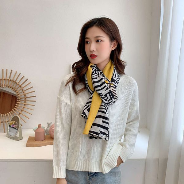 

straight autumn and winter new hemp scarf fashion elegant striped print women's warm shawl, Blue;black