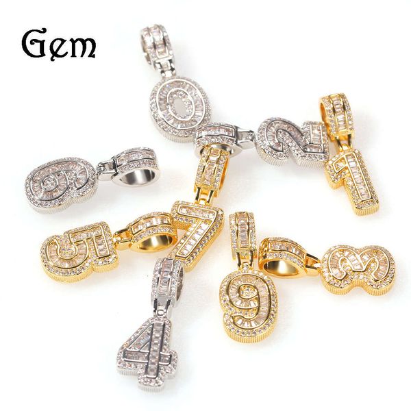 

new square zirconium digital hip hop pendant necklace with zircon inlay, alternative design, fashion brand necklace can be diy splicing, Silver
