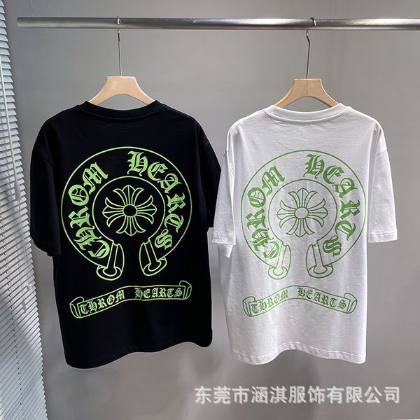 

65% off outlet online store 2021 fashion brand men's and women's fluorescent printing round neck short sleeve, White