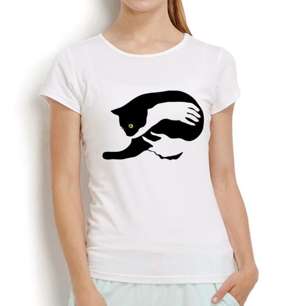 

women's t-shirt hold cat in your arms funny t shirt women 2021 summer white casual short sleeve tshirt femme
