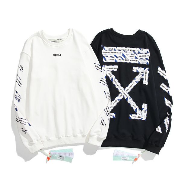 

and winter off chaopai autumn prohibition slogan arrstyle pattern round neck sweater for men women, Black