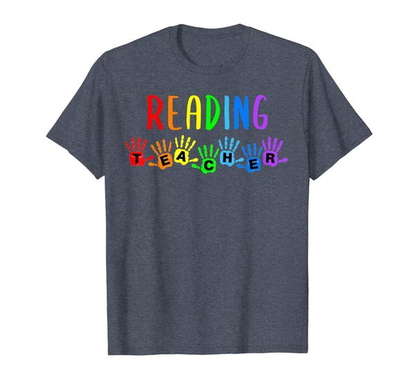 

Back To School Reading Teacher Handprints T-Shirt, Mainly pictures