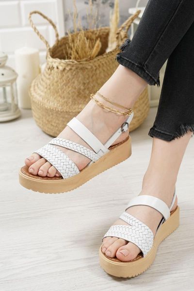 

sandals women's white genuine leather, Black