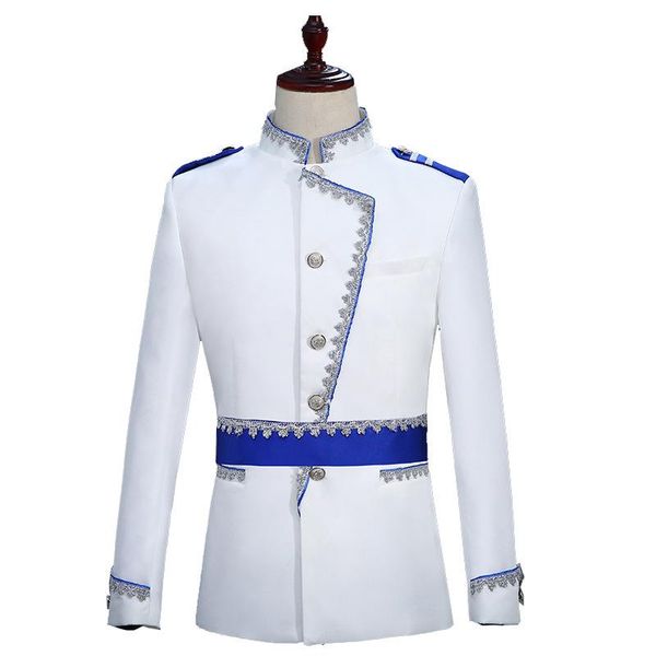 

men floral suit european royal gown show prince stage costumes luxury clothing white england style, White;black