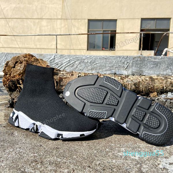 

highdunks knitted socks shoes boots air cushion large size mens and womens casual sport shoe 15 choices 5037, Black