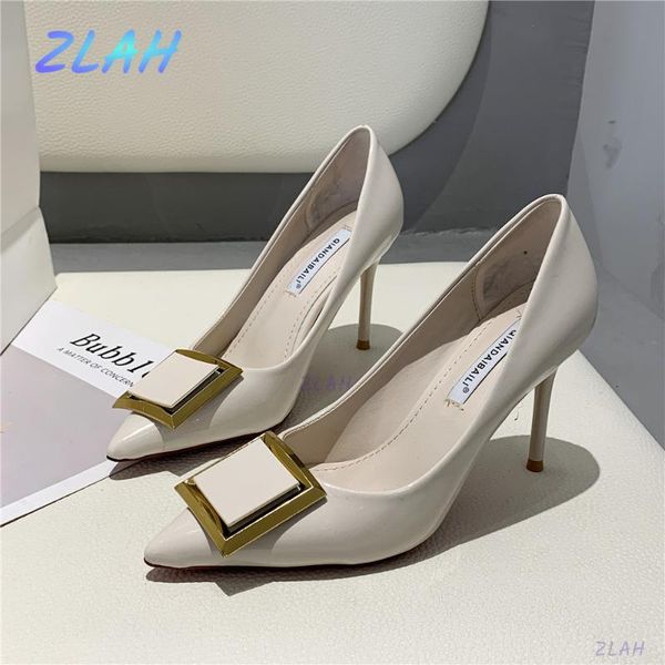 

dress shoes women's high heels metal decoration zlah pointed toe party women pumps, Black
