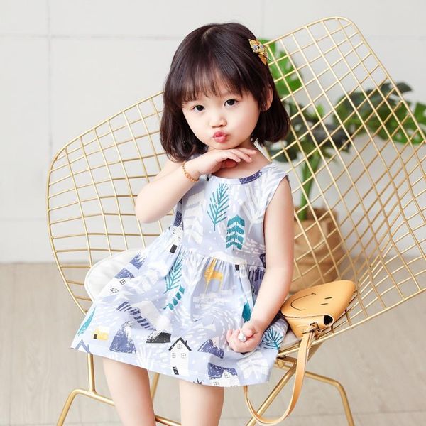 

girl's dresses baby girls dress princess summer toddler cotton print cute kids sweet clothes 0-5 years children clothing, Red;yellow