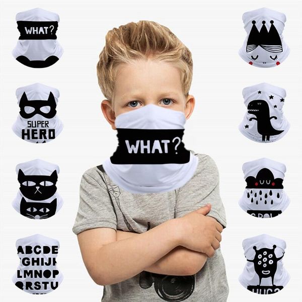

scarves black white monster kids seamless bandana headband face mask tube scarf balaclava headwear, Blue;gray