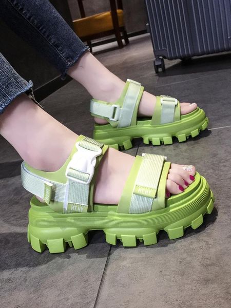 

dress shoes summer style roman fashion color matching thick-soled non-slip wear-resistant ladies sandals large size 40., Black