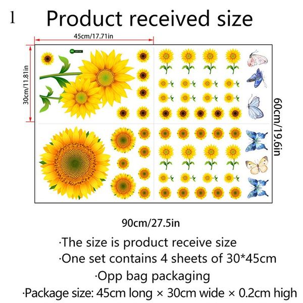 

wall stickers 3d waterproof sunflower sticker living room bedroom study background home decor decoration removable