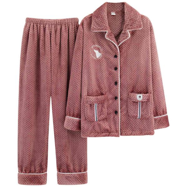 

new winter flannel men's pajamas thick warm long sleeve mens sleepwear set casual soft plus size 4xl man pijama homewear clothes, Black;brown