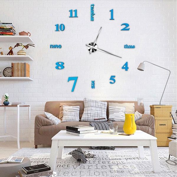 

at69 -3d diy wall clock modern design large acrylic clocks home sticker room decor clock on the wall numbers