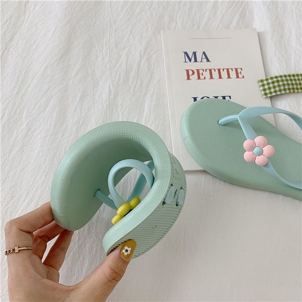

summer flip flops women slippers cute flower candy color girls slippers slip-on flat women shoes holiday slides, Black