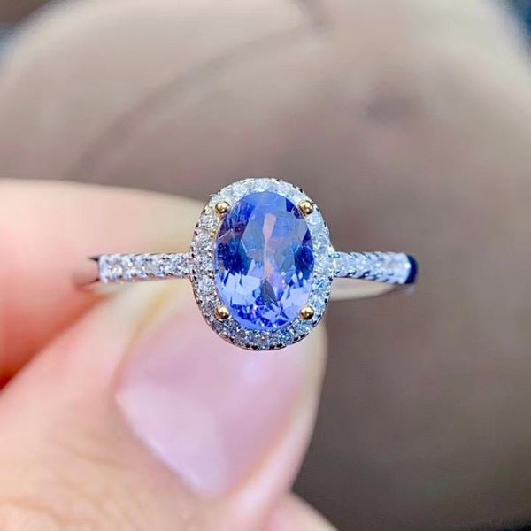 

cluster rings 100% real and natural tanzanite ring wedding engagement for women 925 sterling silver, Golden;silver