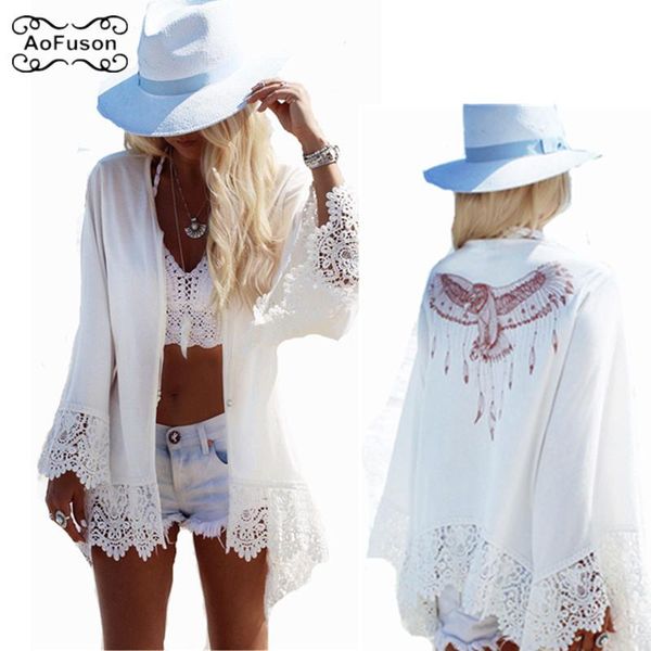 

women's swimwear beach swim chiffon cover up skirt blouse bikini loose white lace cardigan short dress tunic pareo saida de praia, White;black