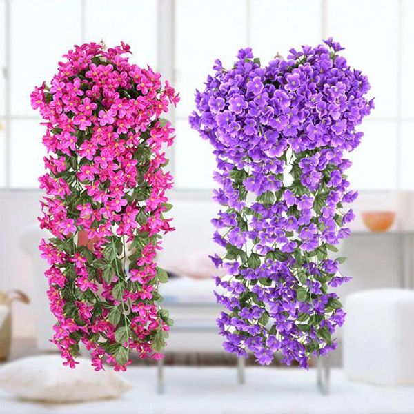 

violet artificial flower ivy leaf garland vine fake foliage flower wall hanging basket wedding party home decor arch decoration2