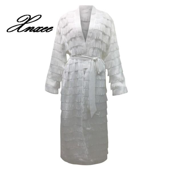 

women's jackets 2021 tassel long coat autumn casual large size winter trend female sweater ladies open, Black;brown