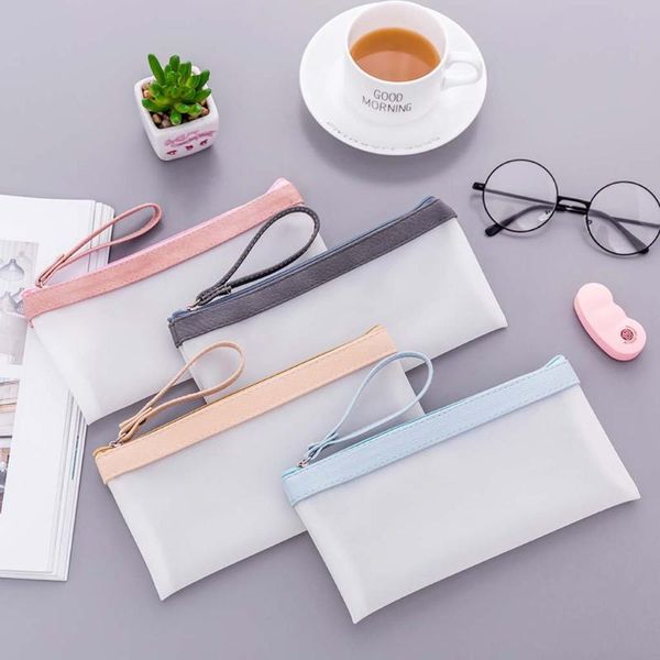 

creative transparent school pencil case cosmetic makeup storage bag pencil pouch school supplies storage student cases