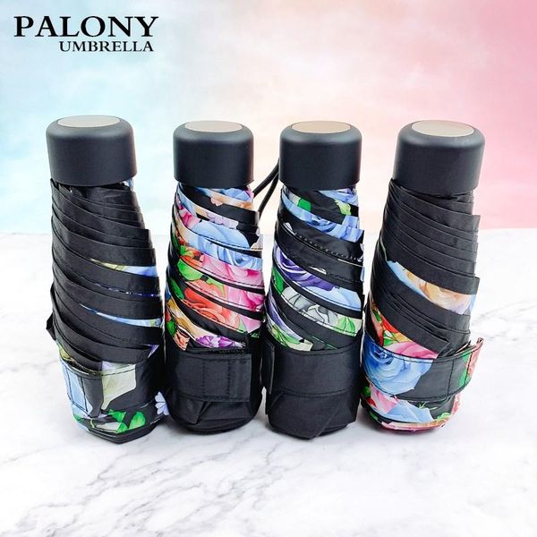 

umbrellas palony five-fold flower umbrella uv black coating pastoral style portable women sunny and rainy four colors