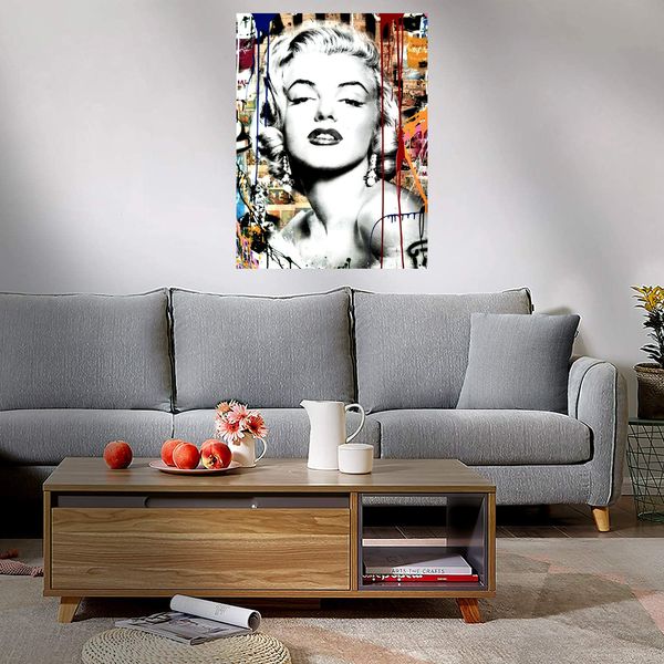 

graffiti art mr brainwash banksy pop art marilyn monroe luxury large wall decor oil painting on canvas wall art canvas picture 210224