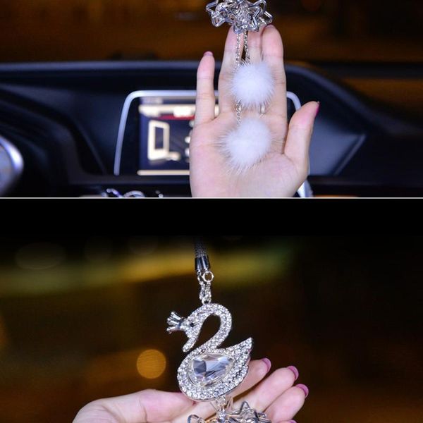 

interior decorations 25cm car pendant accessories ball decor hanging mirror rhinestone swan