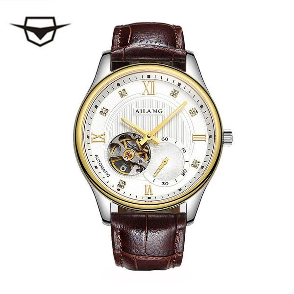 

wristwatches ailang men's automatic mechanical watch, thin gear sport fashion watch waterproof, display men 2021, Slivery;brown