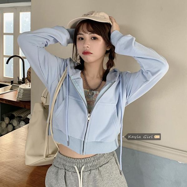 

women's hoodies & sweatshirts hooded short sweater clothing 2021 autumn korean versionsmall long-sleeved ins trend, Black