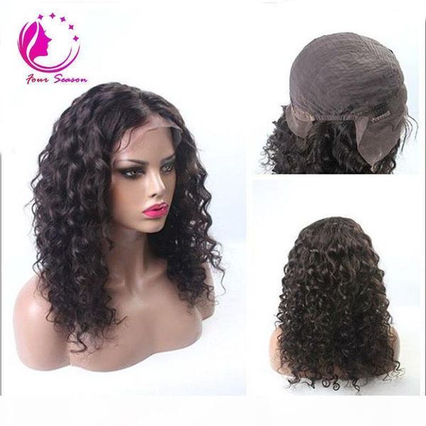 

virgin afro kinky curly wig glueless full lace human hair wigs for black women malaysian 8a 130% short bob lace front human hair wigs, Black;brown