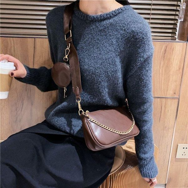 

shoulder bags three in one women 2021 bag with coin purse and handbag ladies 3pieces set messenger retro hobo