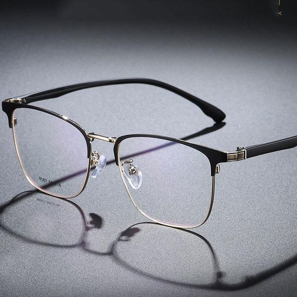 

fashion sunglasses frames retro business style metal frame glasses for male arrival square optical spectacles, Black
