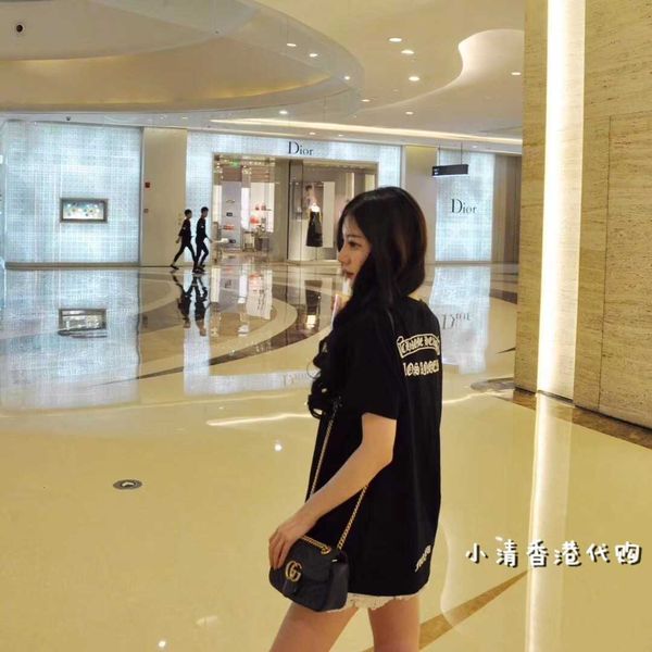 

kong hong crosin short sleeve new ch couple fashion brand loose round neck printed black and white kbh1