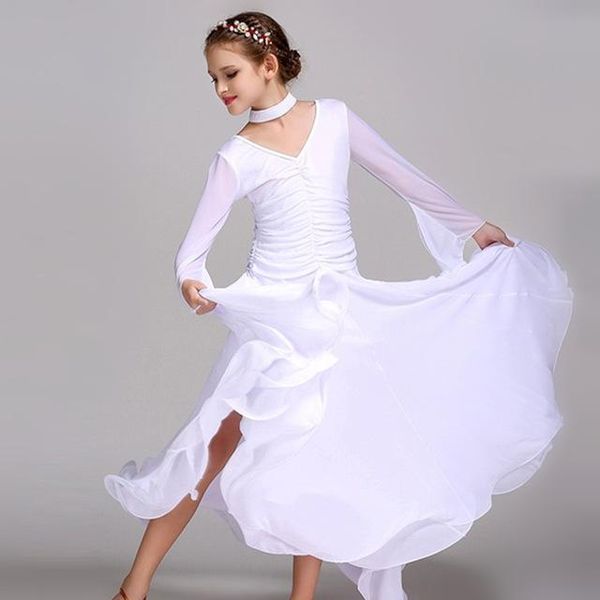 

stage wear white red ballroom dancing dresses for kids dress china girls dance competition waltz spanish flamenco, Black;red