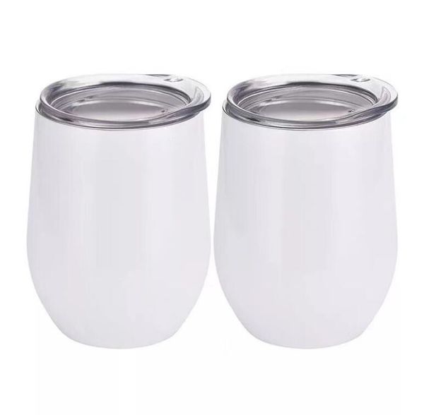 

12oz blank sublimation wine tumblers egg shaped wine glass double wall mugs stainless steel lid 777