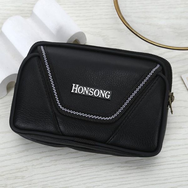 

wallets vintage men wallet soft pu leather double layers waist packs male casual zipper small handbags card storage, Red;black