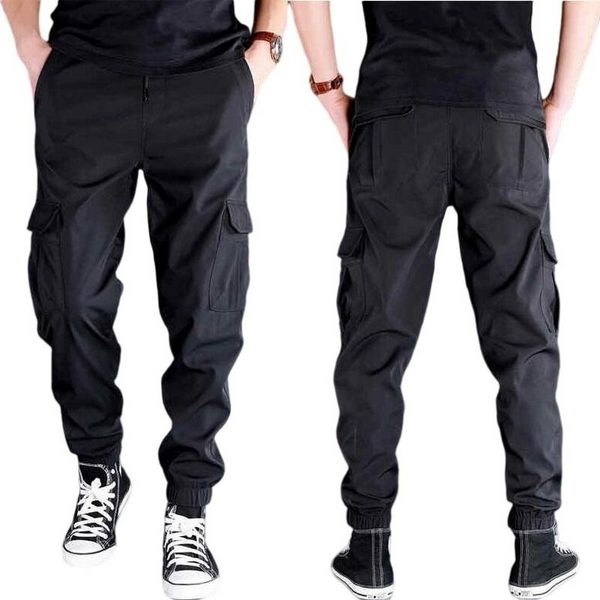 

men's pants cargo overalls spring autumn jogger loose multi-pocket harem oversized trousers m-6xl, Black