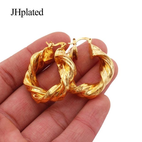 

hoop & huggie luxury 24k gold plated hoops pircing unusual earrings jewelry accesories for women round african bridal ear rings party earing, Golden;silver