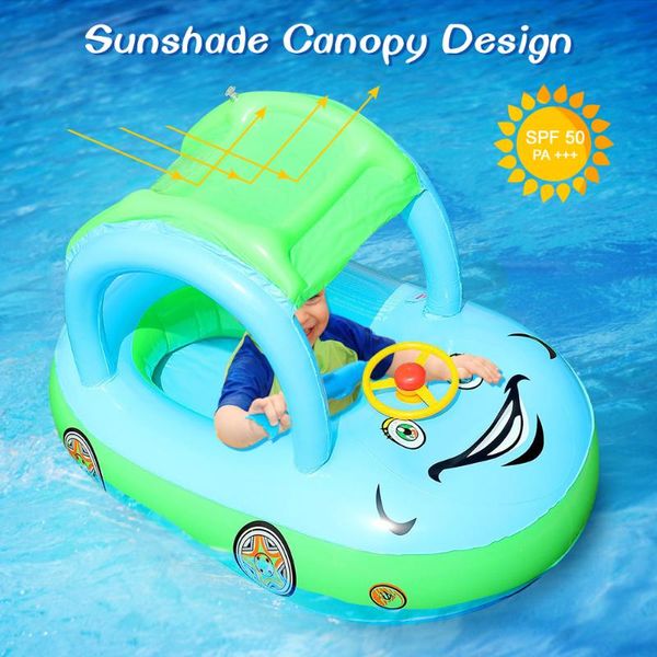 

life vest & buoy inflatable float seat sunshade baby swimming circle car shape ring accessories toys