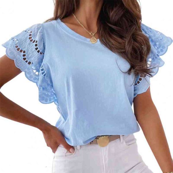 

women short sleeve crew neck cotton blend women solid t-shirt for summer, White
