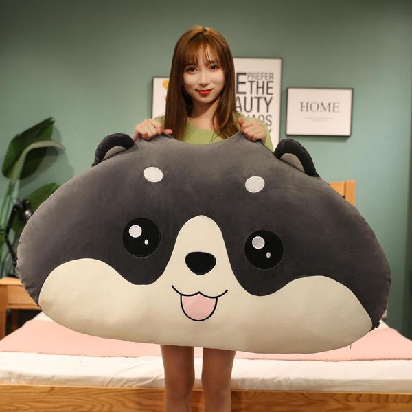 

pillow husky cartoon on the bed and sofa, short pile soft pillowcase, removable independent core