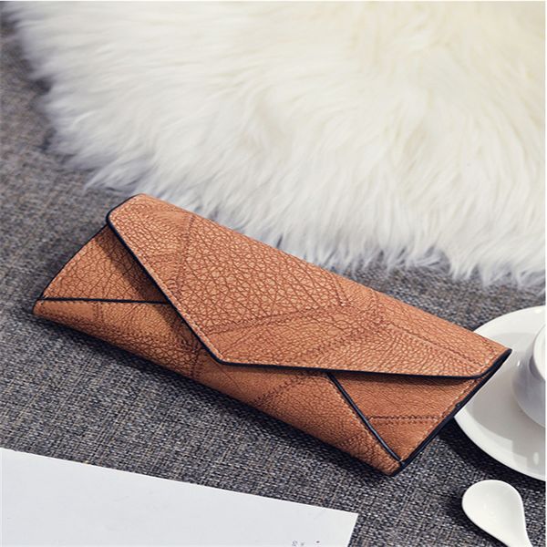 

designer-new fashion europe and america simple solid color pu stitching in the long paragraph mother woman casual wallet handbag, Red;black