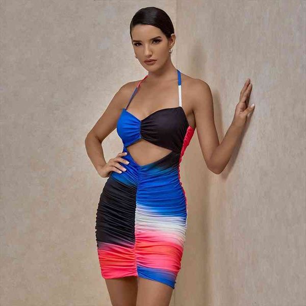 

multicolours dresses for women halter ruched mini bodycon dress hollow out celebrity club party dress evening, Black;gray