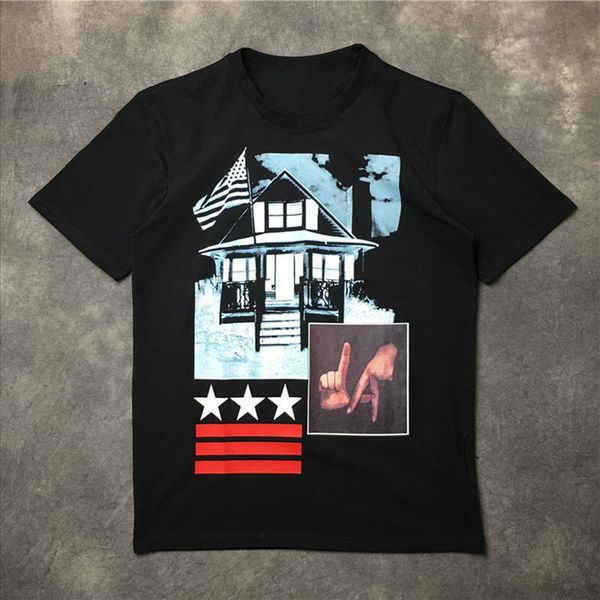 

mens stylist t shirt casual short sleeves fashion abstract gestures printing men women hip hop tees size s-xxl, White;black