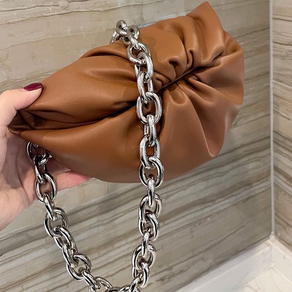 

women handbag purse cloud shape evening bag with thick chain shoulder bag crossbody bags genuine leather the pouch clutch