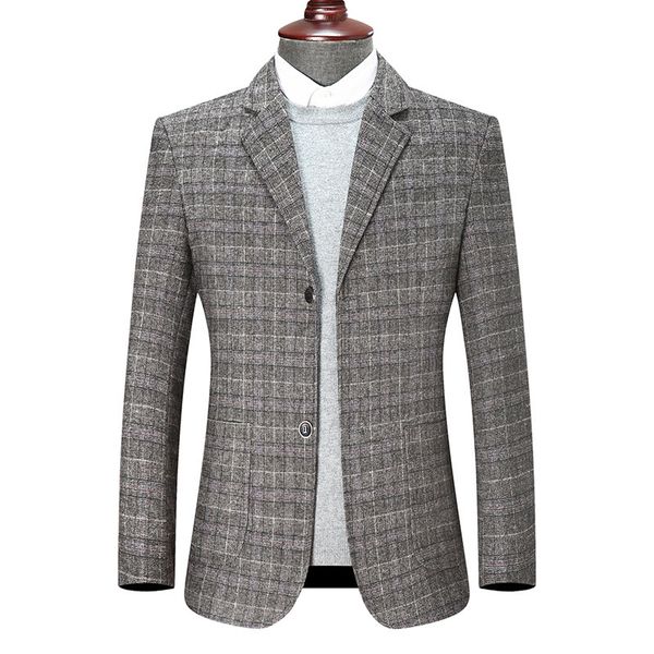 

new 2021 men's casual blazer fashion plaid youth business work suit jacket daily dress spring autumn coats male brand clothes gray sp8t, White;black