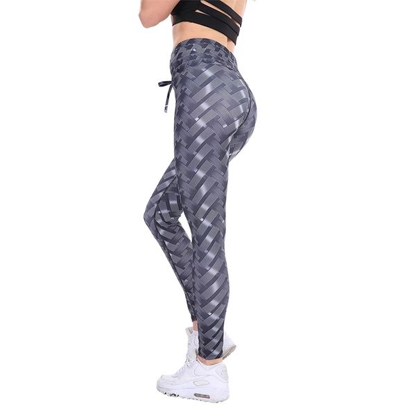 Moda Feminina Leggings Cintura Alta Sexy Push Up Workout Skinny Impressão Calças Casuais Slim Elastic Fitness Pant