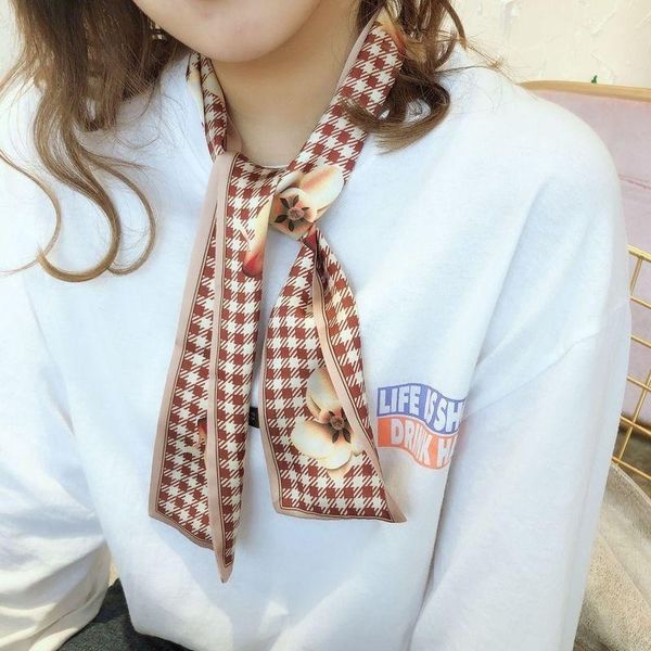 

scarves fashion scarfs women silk head scarf lattice and flower prints, Blue;gray