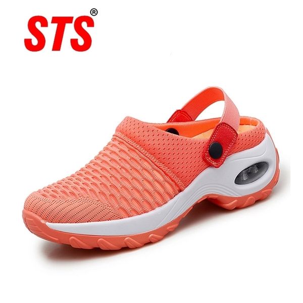 

women shoes casual increase cushion sandals non-slip platform sandal for breathable mesh outdoor walking slippers 220315, Black