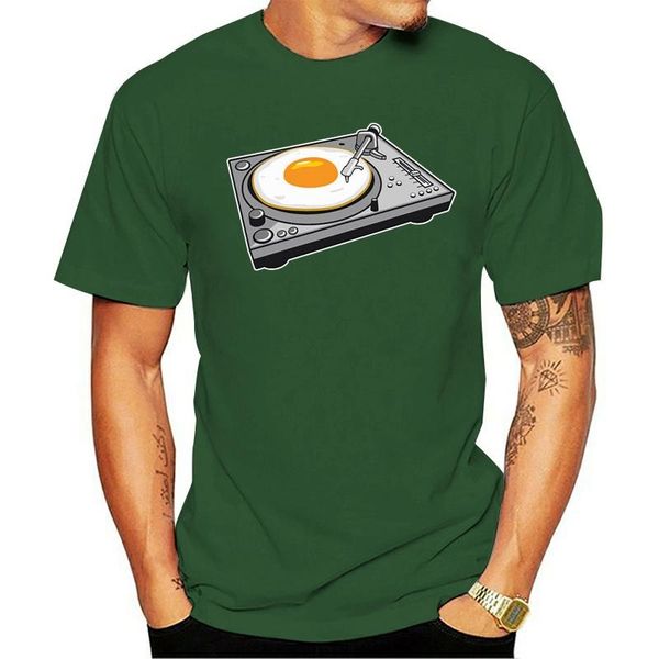 

men's t-shirts t-shirt egg mens funny djing music party bbq decks vinyl record player, White;black