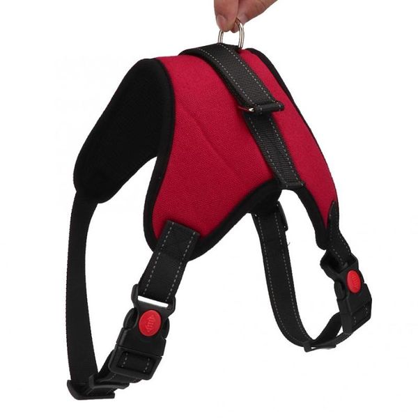 

dog collars & leashes pet cloth chest straps anti- breathable safety harness color red